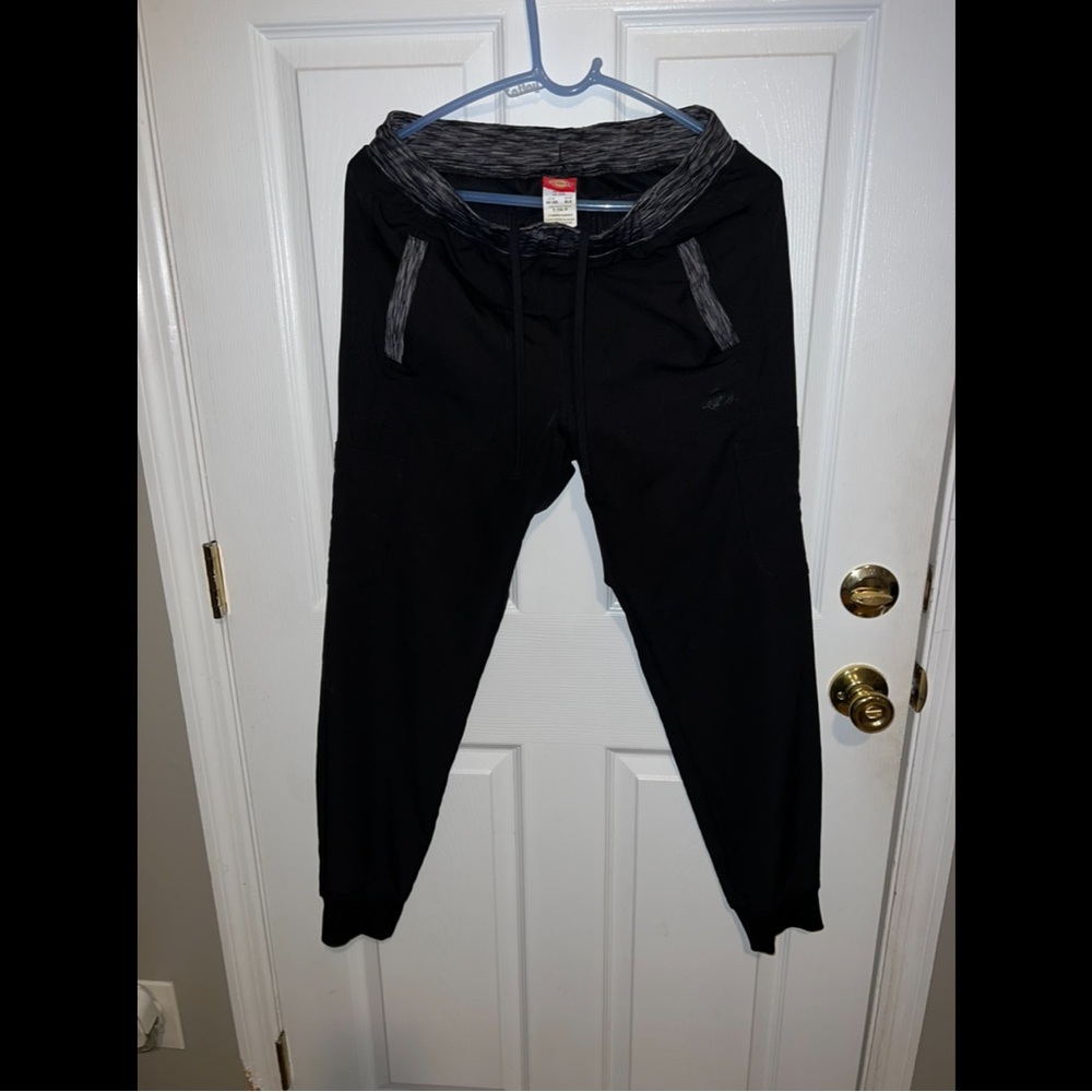 Dickies Scrubs Black Joggers with Gray Accents